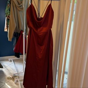 Chic Satin Maxi Dress in Rich Rust